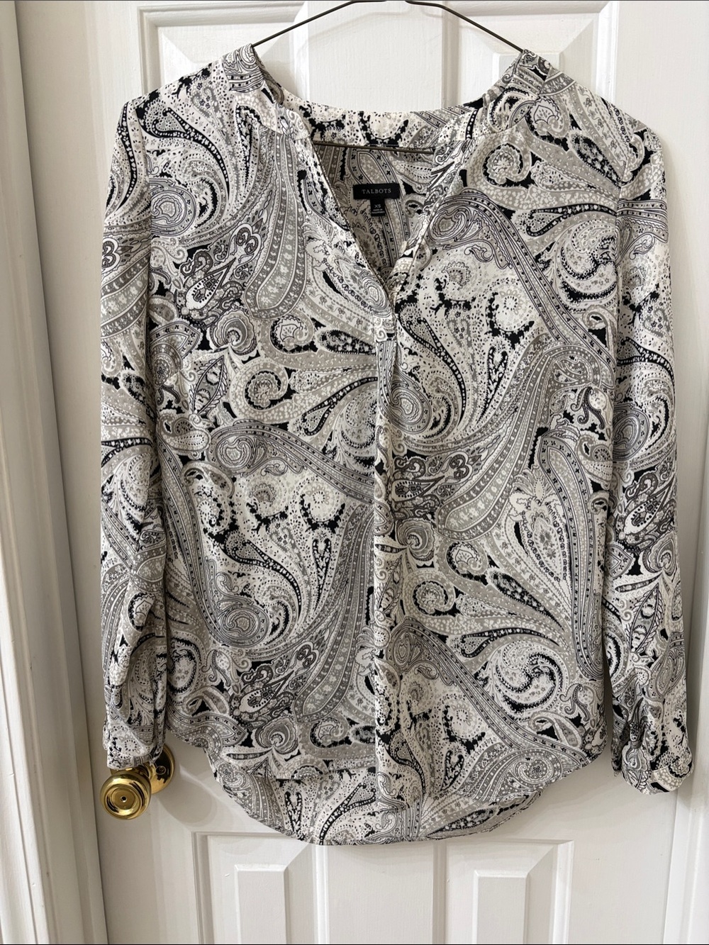 Talbots Black & White Paisley Blouse